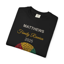 Load image into Gallery viewer, "MATTHEWS" Family Reunion BLACK T-Shirt | Tree Design | August 2025 | Unisex (Mens and Womens)