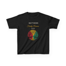 Load image into Gallery viewer, "MATTHEWS" Designed KIDS Size Family Reunion Cotton Tee - Colorful Tree Design (BLACK)