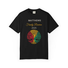 Load image into Gallery viewer, "MATTHEWS" Family Reunion BLACK T-Shirt | Tree Design | August 2025 | Unisex (Mens and Womens)
