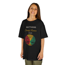 Load image into Gallery viewer, "MATTHEWS" Designed KIDS Size Family Reunion Cotton Tee - Colorful Tree Design (BLACK)