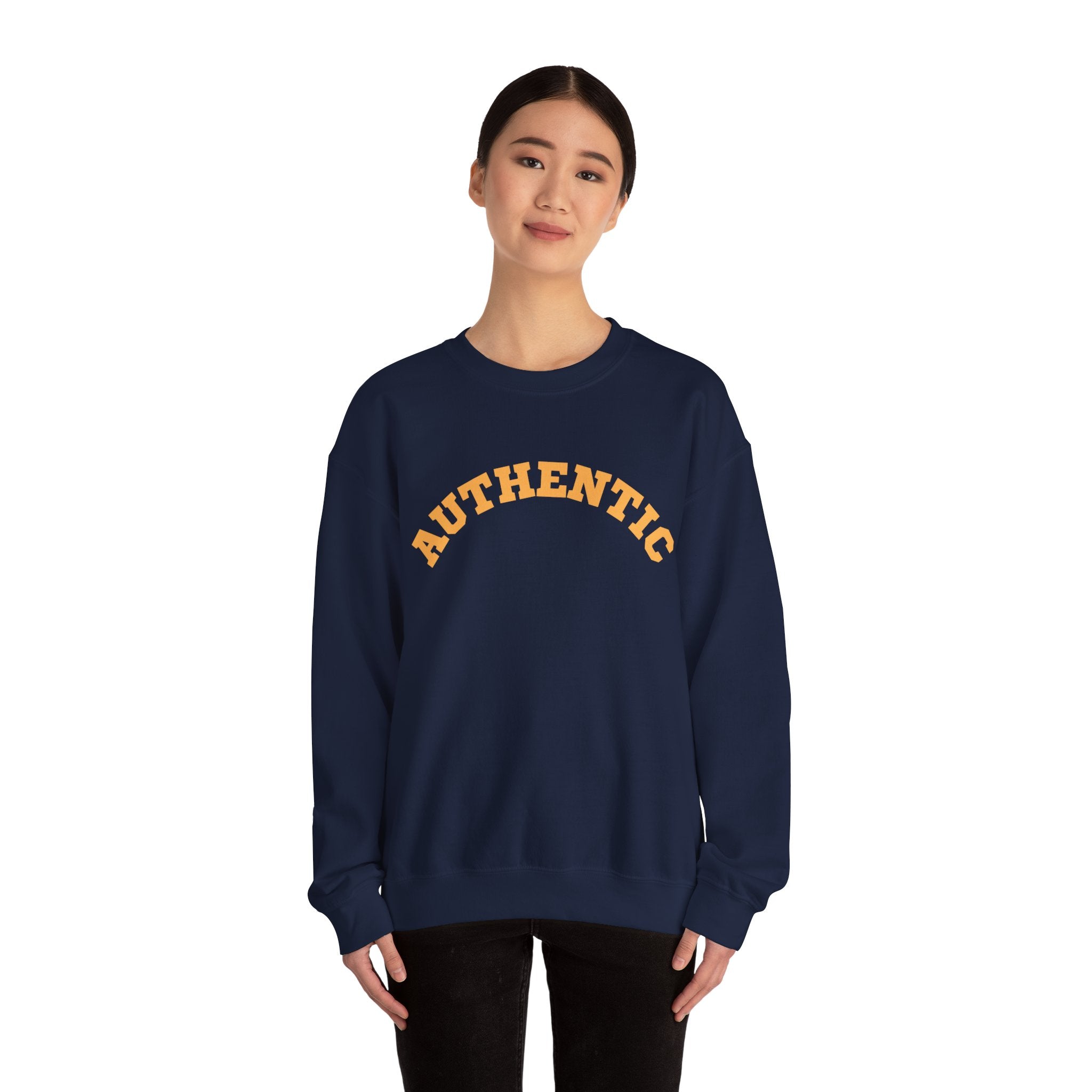 AUTHENTIC Yellow Text Heavy Blend™ Crewneck Sweatshirt Autism Collection