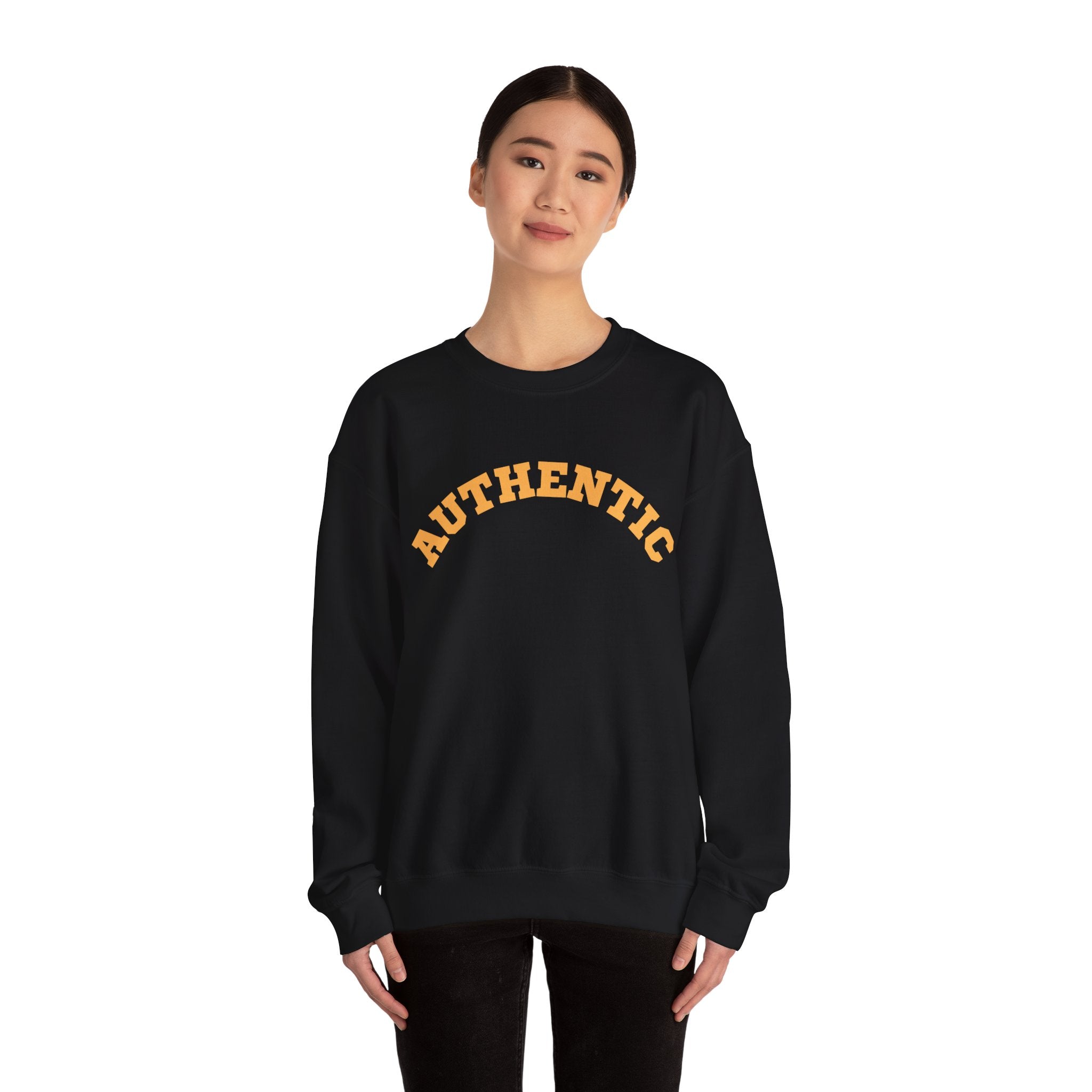 AUTHENTIC Yellow Text Heavy Blend™ Crewneck Sweatshirt Autism Collection
